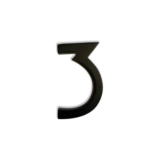 Magnetic Aluminum House Number #3, 4 in, Black