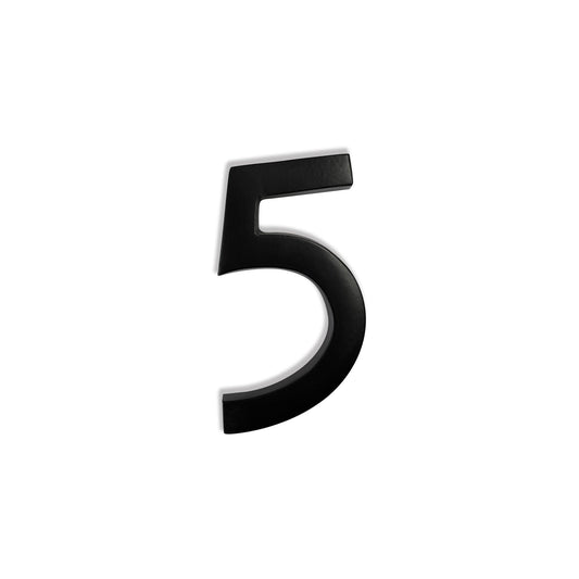 Magnetic Aluminum House Number #5, 4 in, Black