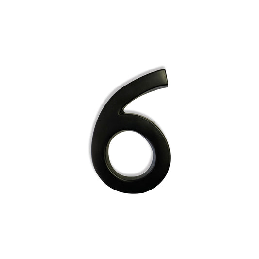 Magnetic Aluminum House Number #6, 4 in, Black