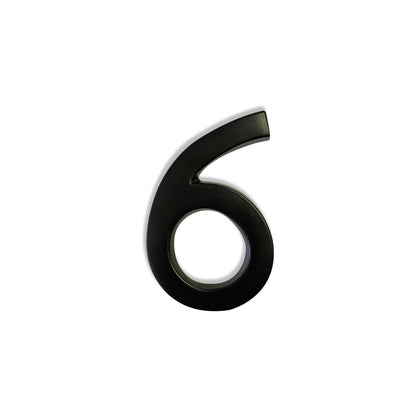 Magnetic Aluminum House Number #6, 4 in, Black