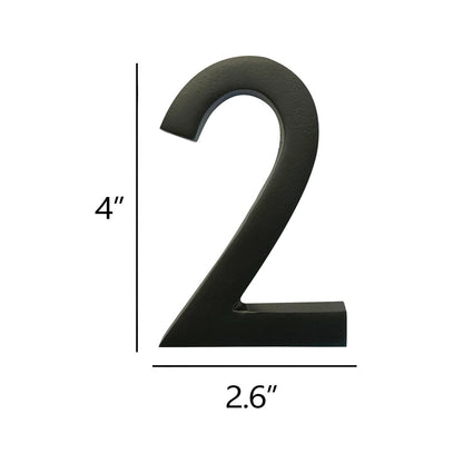 Self Adhesive Aluminum Number 2, 4 inch, Black