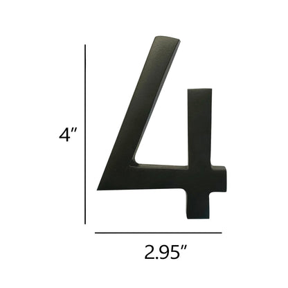 Self Adhesive Aluminum Number 4, 4 inch, Black