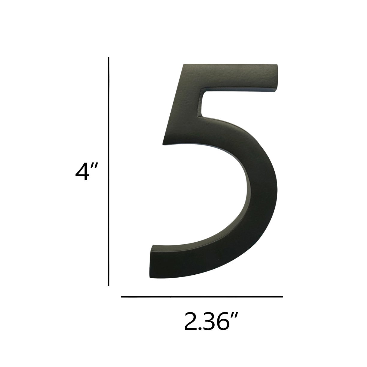 Self Adhesive Aluminum Number 5, 4 inch, Black