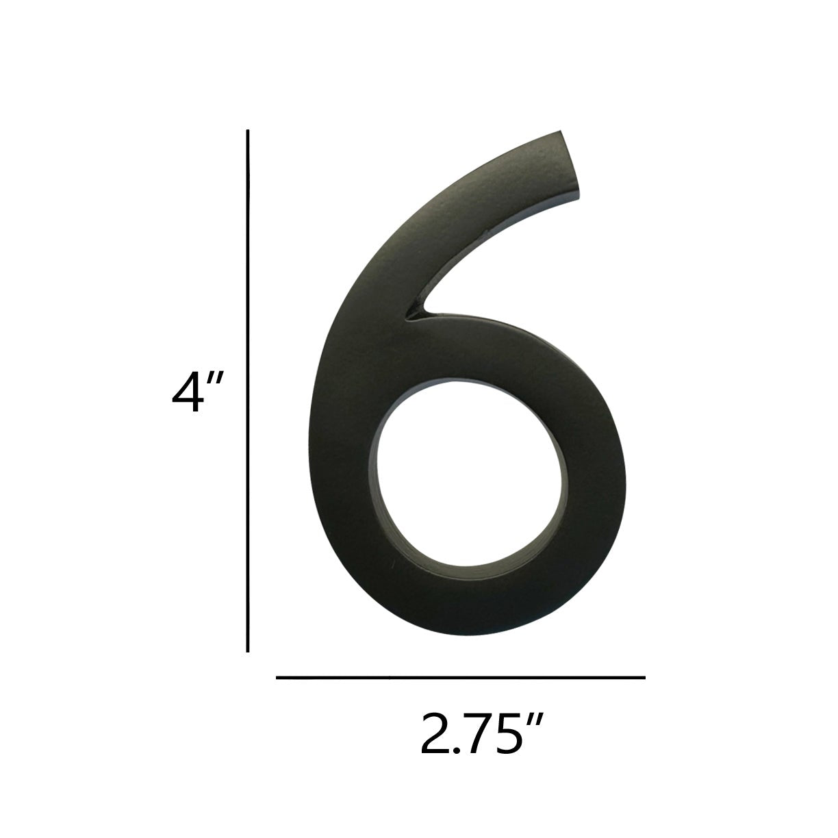 Self Adhesive Aluminum Number 6, 4 inch, Black