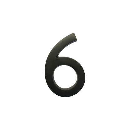 Self Adhesive Aluminum Number 6, 4 inch, Black