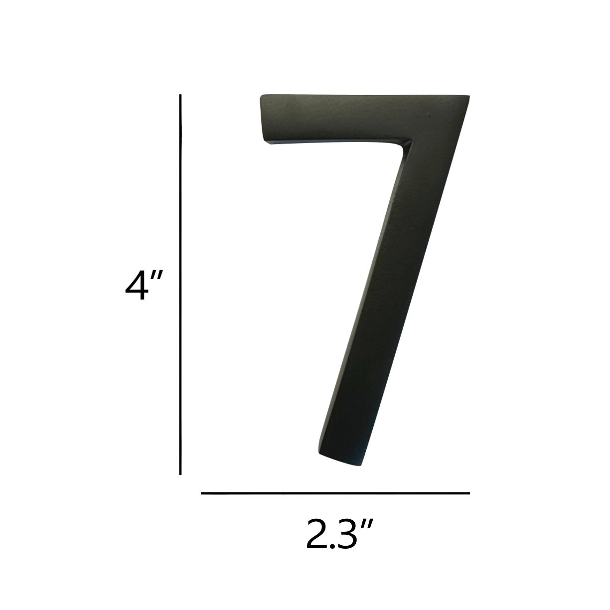 Self Adhesive Aluminum Number 7, 4 inch, Black