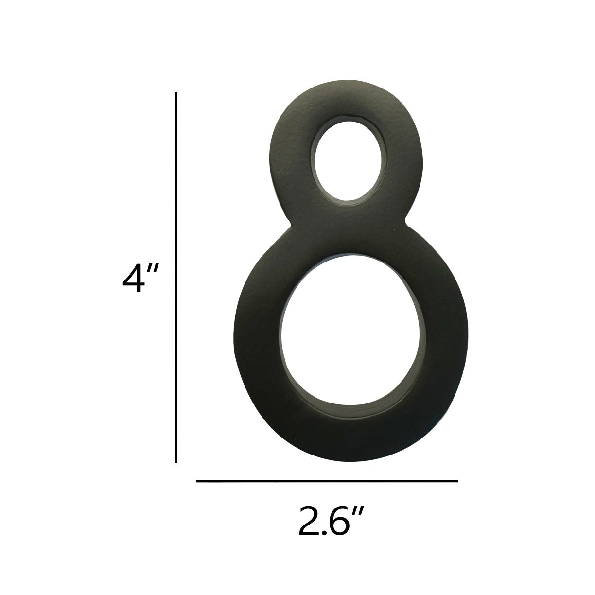 Self Adhesive Aluminum Number 8, 4 inch, Black