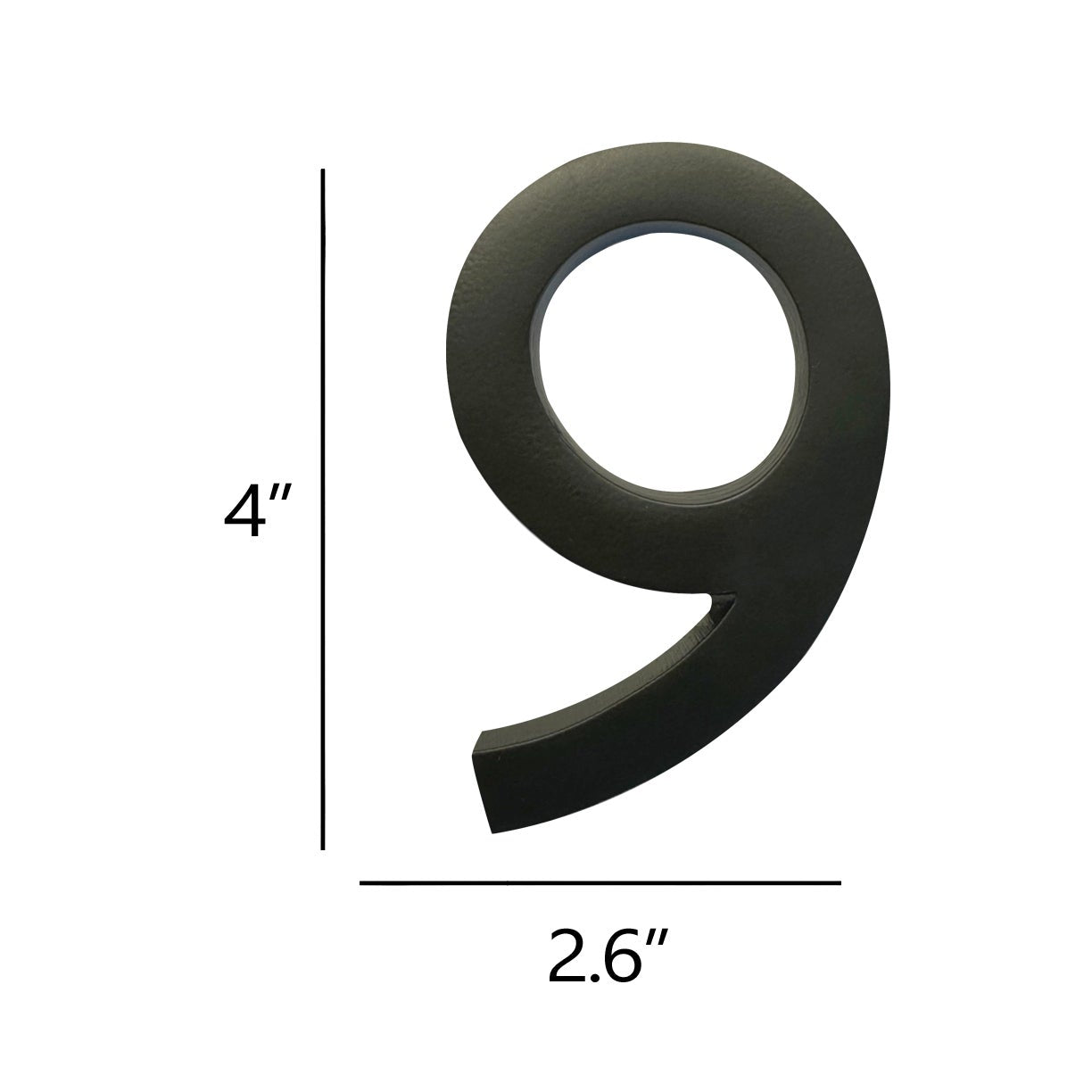 Self Adhesive Aluminum Number 9, 4 inch, Black