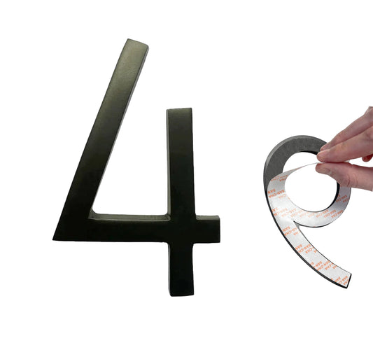 Self Adhesive Aluminum Number 4, 5 inch, Black