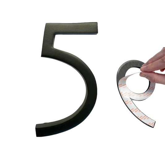 Self Adhesive Aluminum Number 5, 5 inch, Black