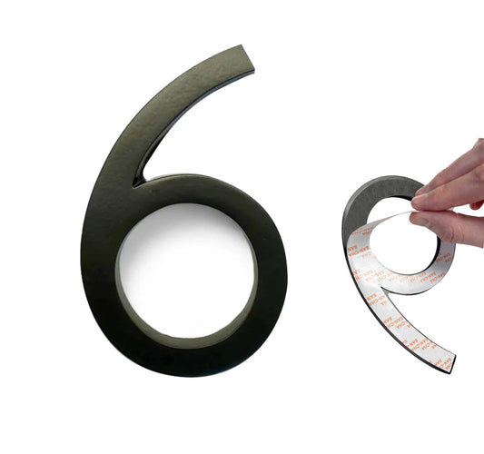 Self Adhesive Aluminum Number 6, 5 inch, Black