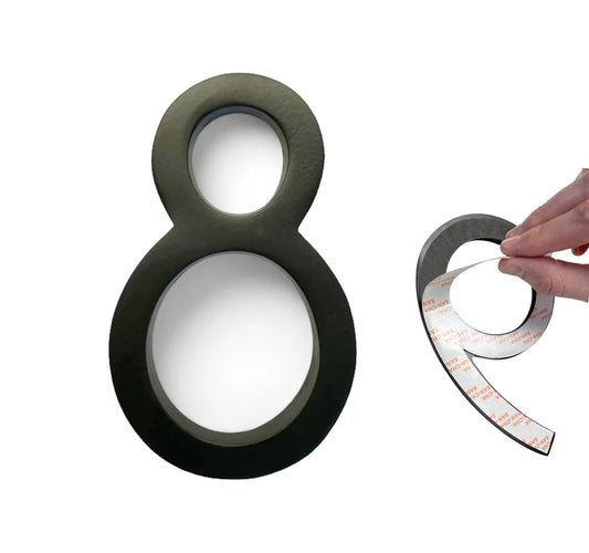 Self Adhesive Aluminum Number 8, 5 inch, Black