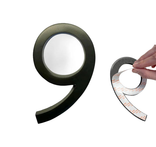 Self Adhesive Aluminum Number 9, 5 inch, Black