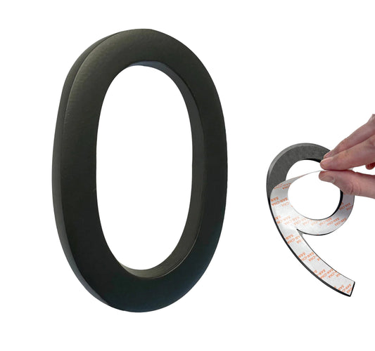 Self Adhesive Aluminum Number 0, 6 inch, Black