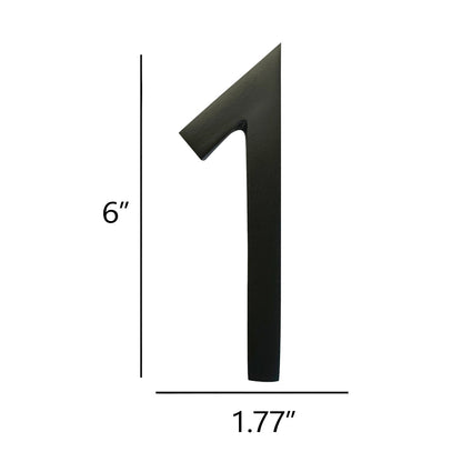 Self Adhesive Aluminum Number 1, 6 inch, Black