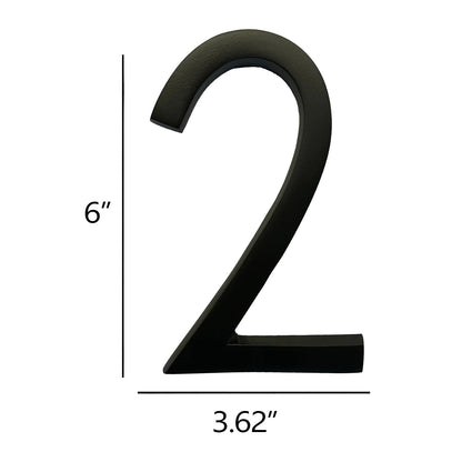 Self Adhesive Aluminum Number 2, 6 inch, Black