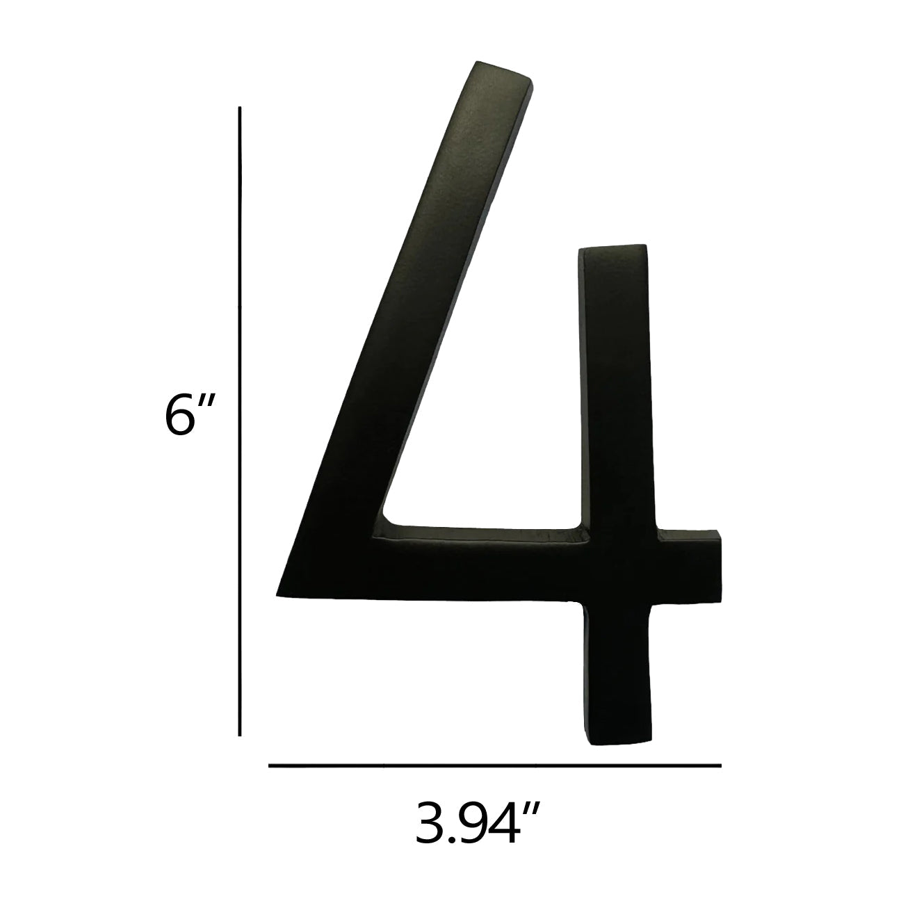 Self Adhesive Aluminum Number 4, 6 inch, Black