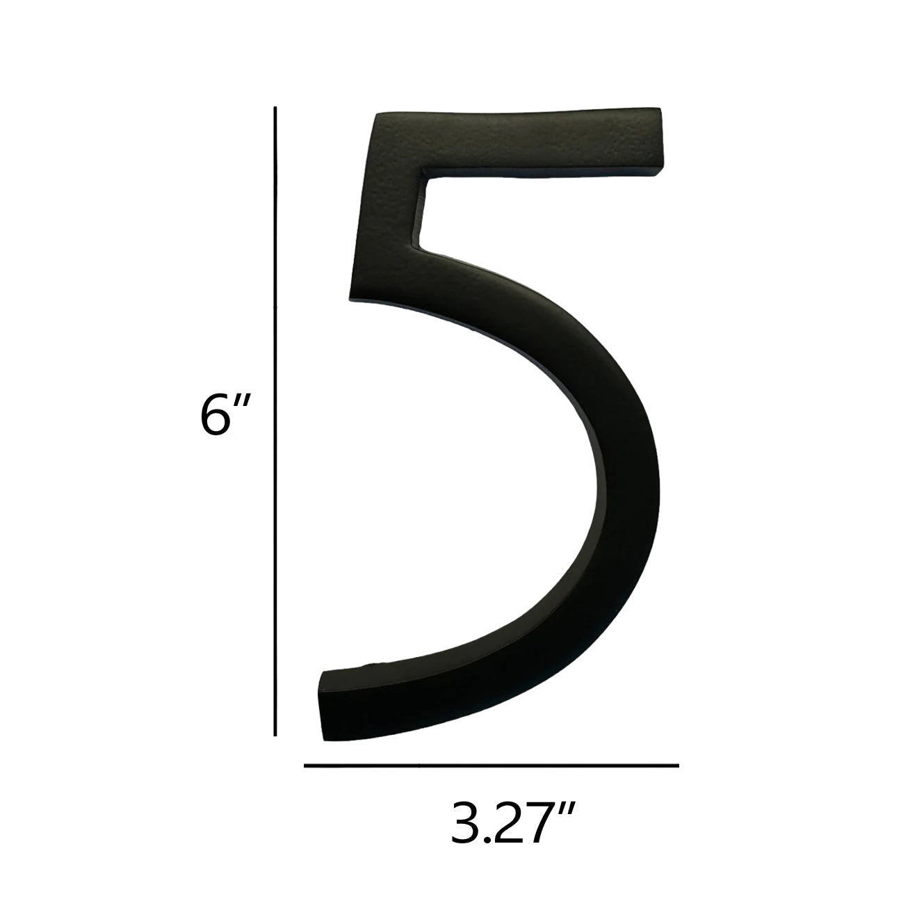 Self Adhesive Aluminum Number 5, 6 inch, Black