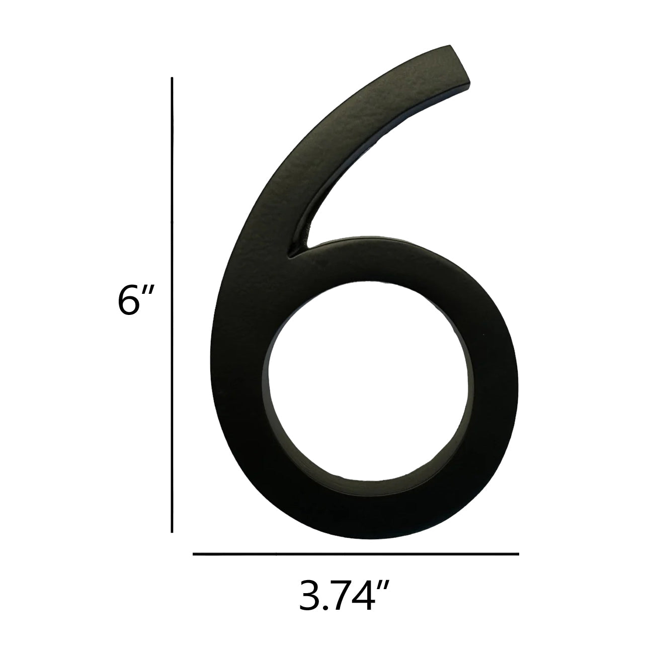 Self Adhesive Aluminum Number 6, 6 inch, Black