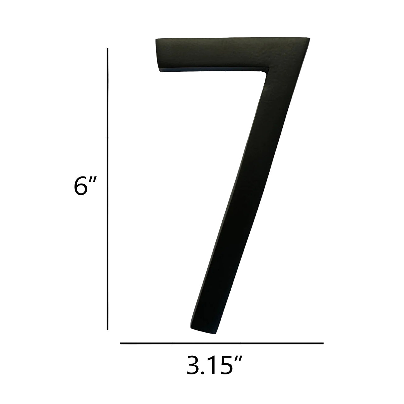 Self Adhesive Aluminum Number 7, 6 inch, Black