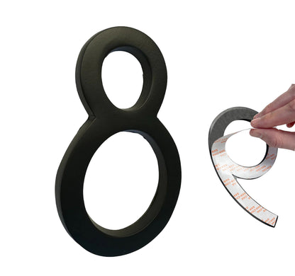 Self Adhesive Aluminum Number 8, 6 inch, Black