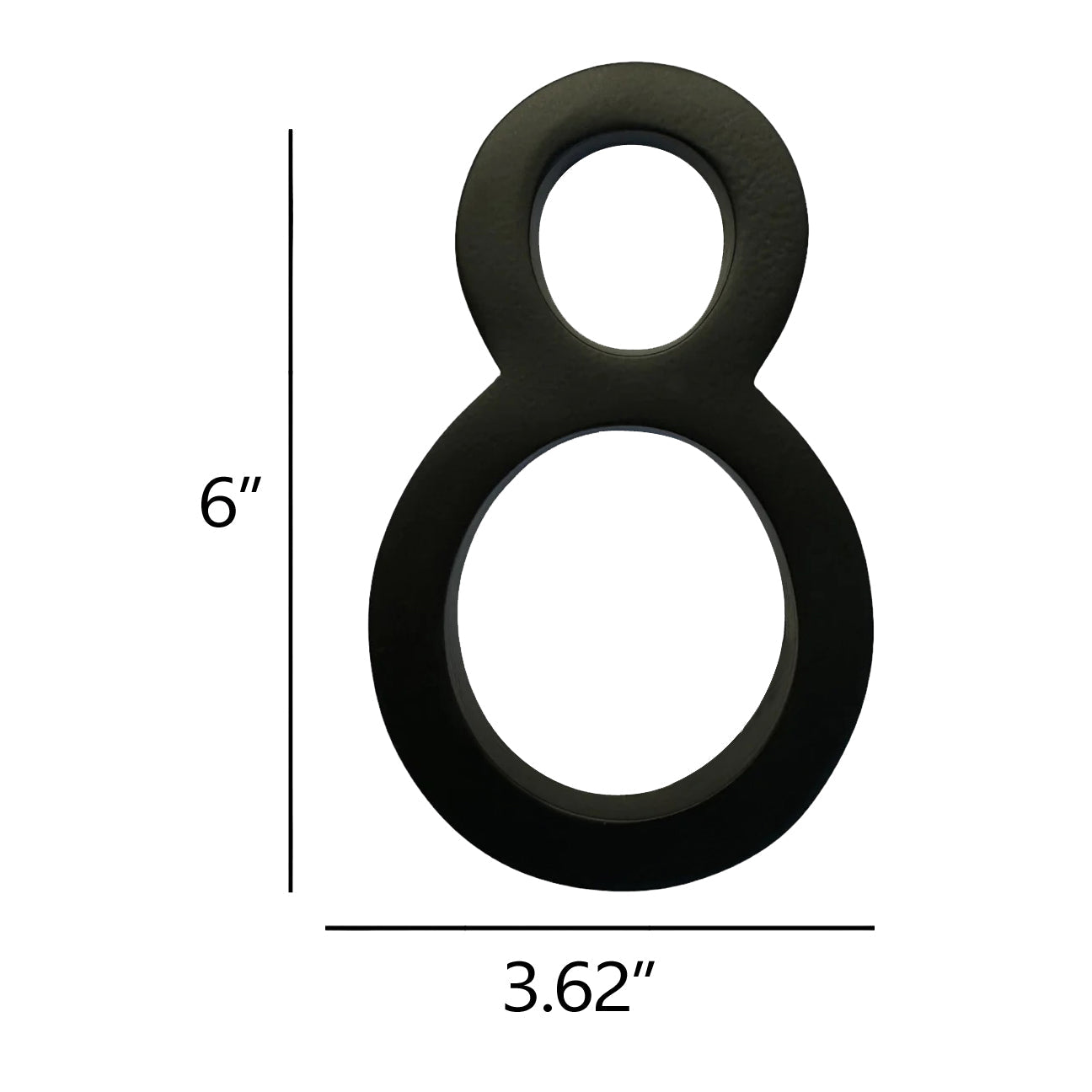 Self Adhesive Aluminum Number 8, 6 inch, Black