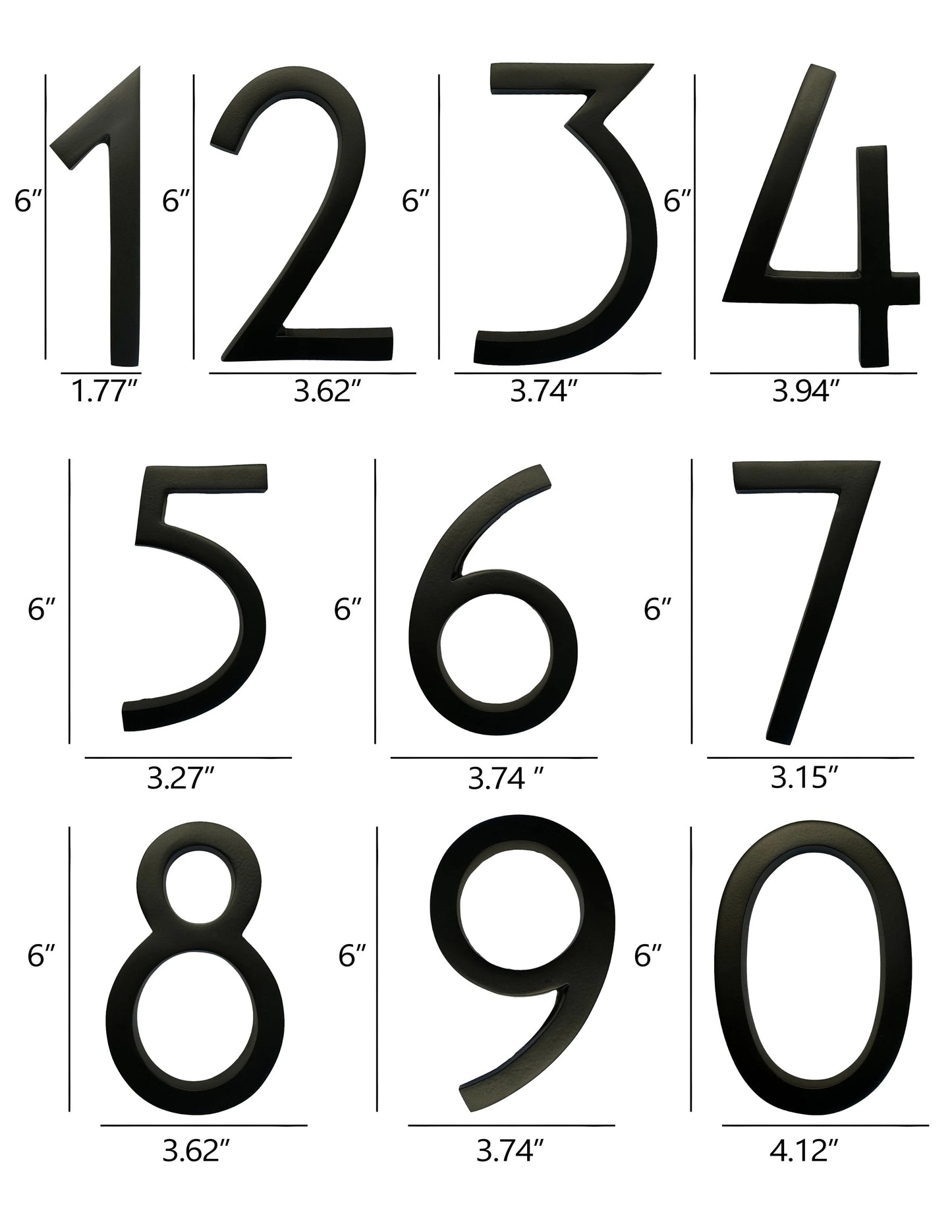 Self Adhesive Aluminum Number 8, 6 inch, Black