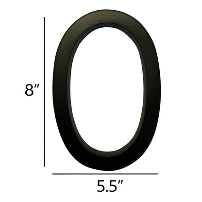 Self Adhesive Aluminum Number 0, 8 inch, Black