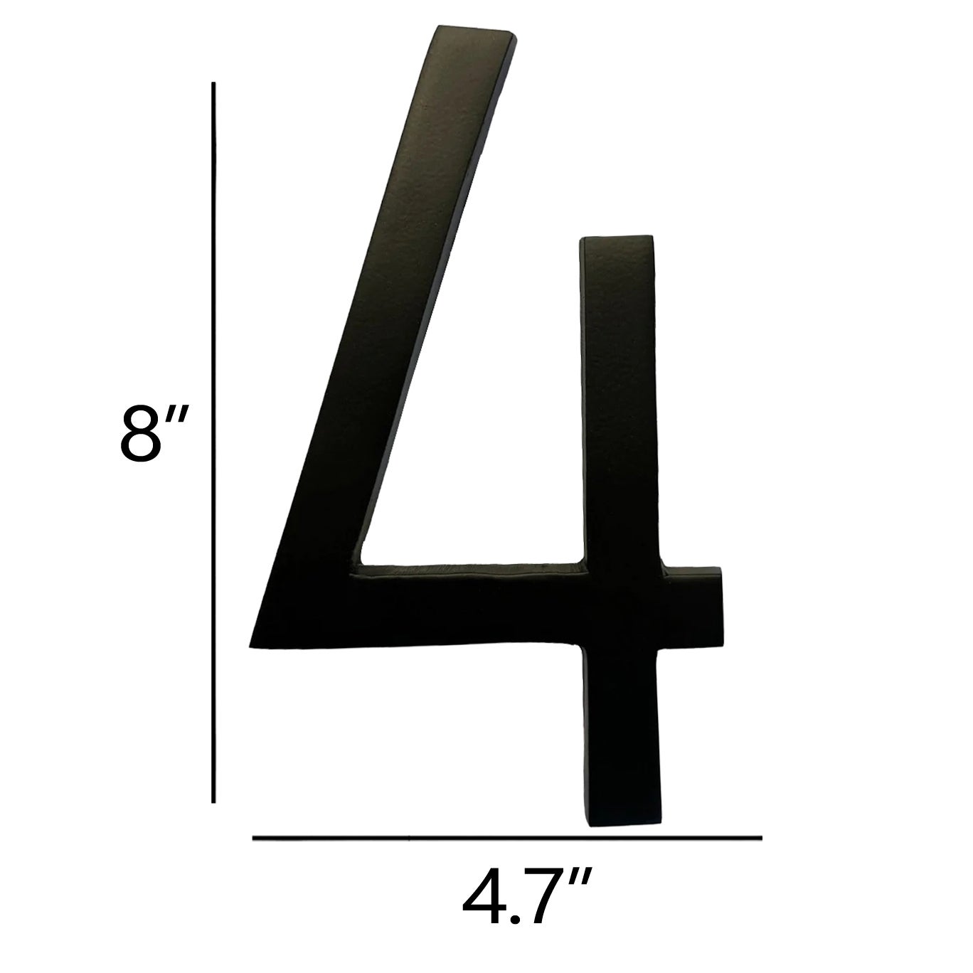 Self Adhesive Aluminum Number 4, 8 inch, Black