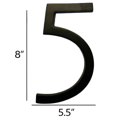 Self Adhesive Aluminum Number 5, 8 inch, Black