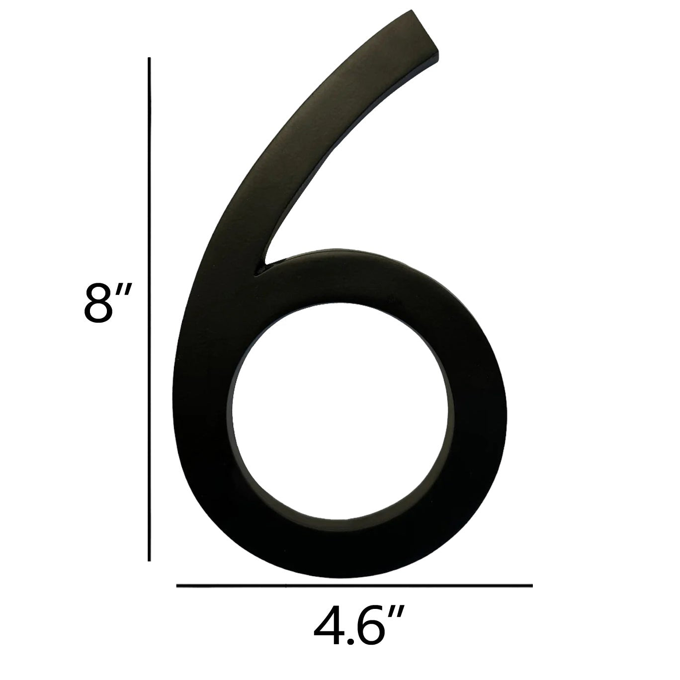 Self Adhesive Aluminum Number 6, 8 inch, Black