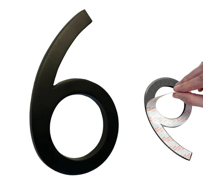 Self Adhesive Aluminum Number 6, 8 inch, Black
