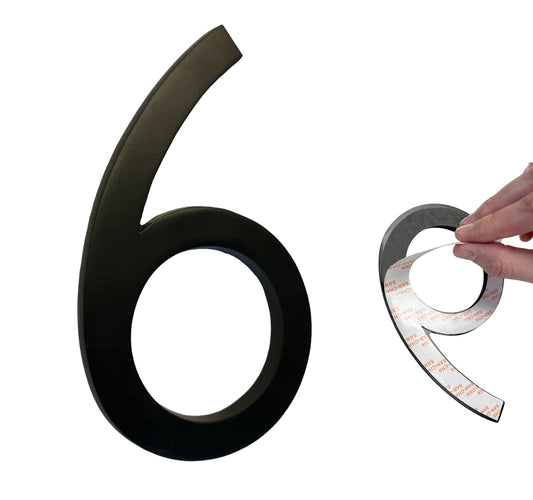 Self Adhesive Aluminum Number 6, 8 inch, Black