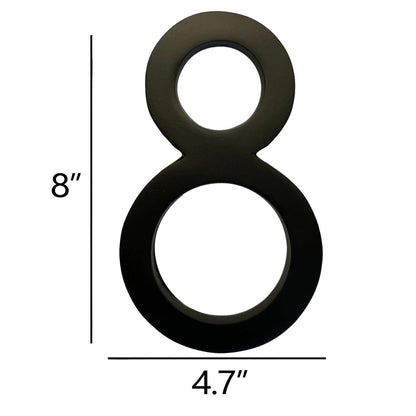 Self Adhesive Aluminum Number 8, 8 inch, Black