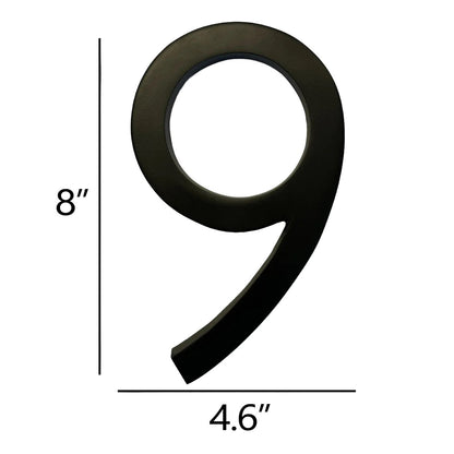 Self Adhesive Aluminum Number 9, 8 inch, Black