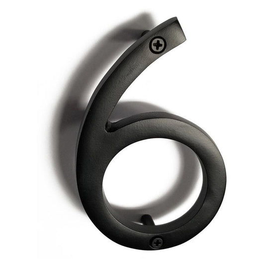 Black Aluminum Number 6, 8 inch