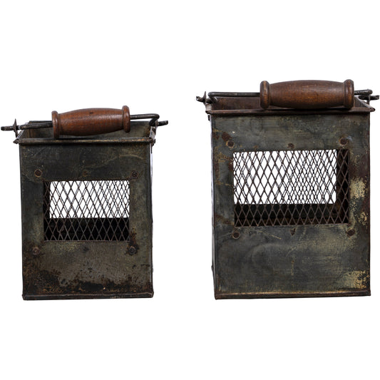 Old Square Bucket/Lantern,  Set Of 2