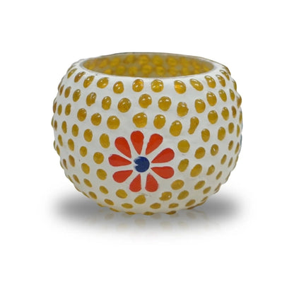 Gb03S Votive Holders (3 Inch), Glass, Yellow Dots