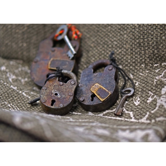 Old Original Iron Padlocks, Rustic Finish