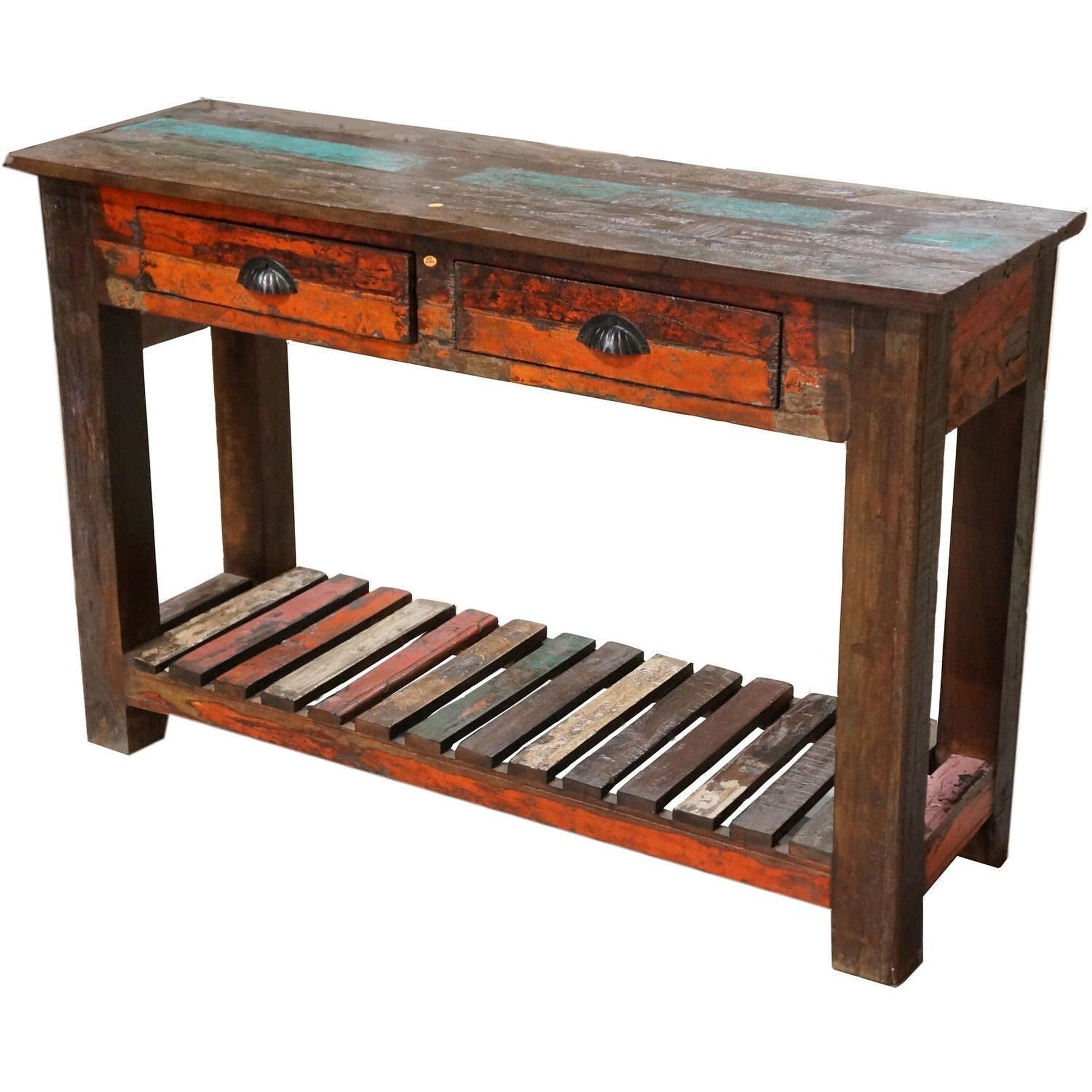 Recycled Wood 2 Dwr Console Table - iDekor8