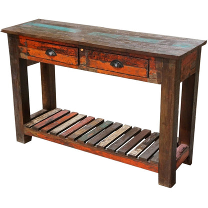 Recycled Wood 2 Dwr Console Table - iDekor8