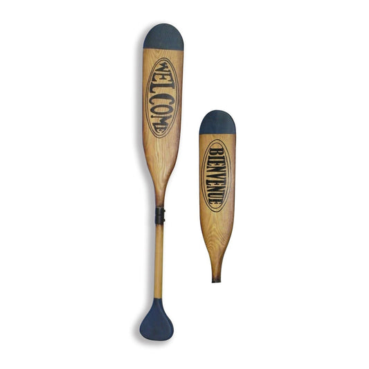 Wood Antique Paddle W/Welcome&Bienvenue