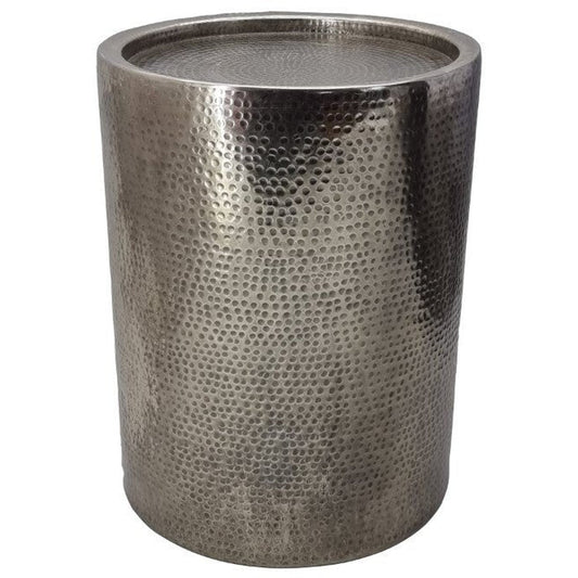 Sigurd Hammered Drum End Table, Small, Antique Sli
