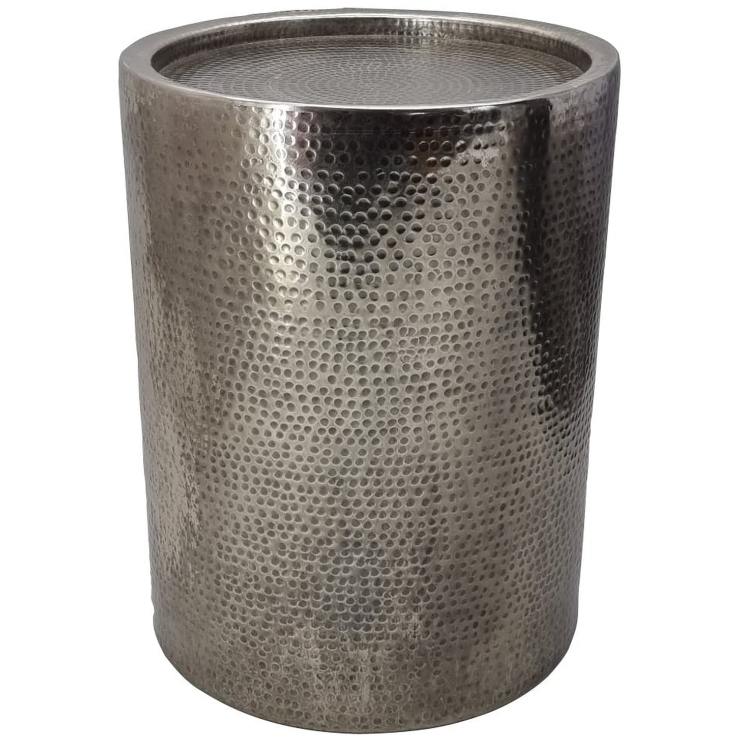 Sigurd Hammered Drum End Table, Large, Antique Sli