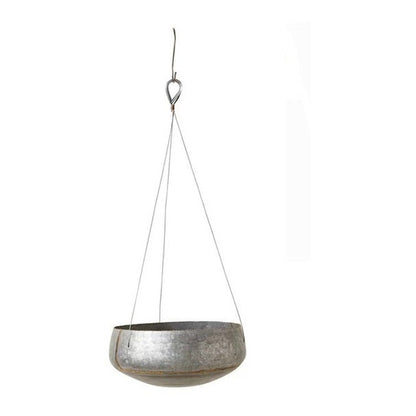 Hyrum Round Hanging Pot, Galvanized