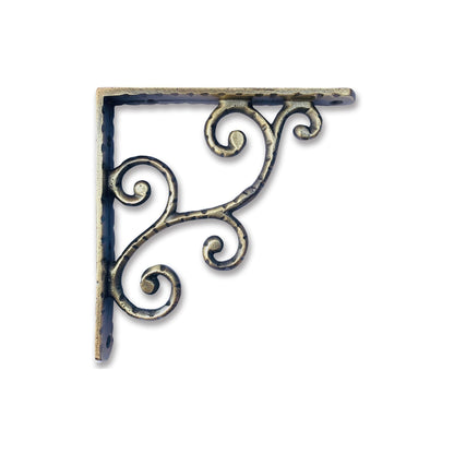 Rustic Shelf Bracket, Small, Antique Brass