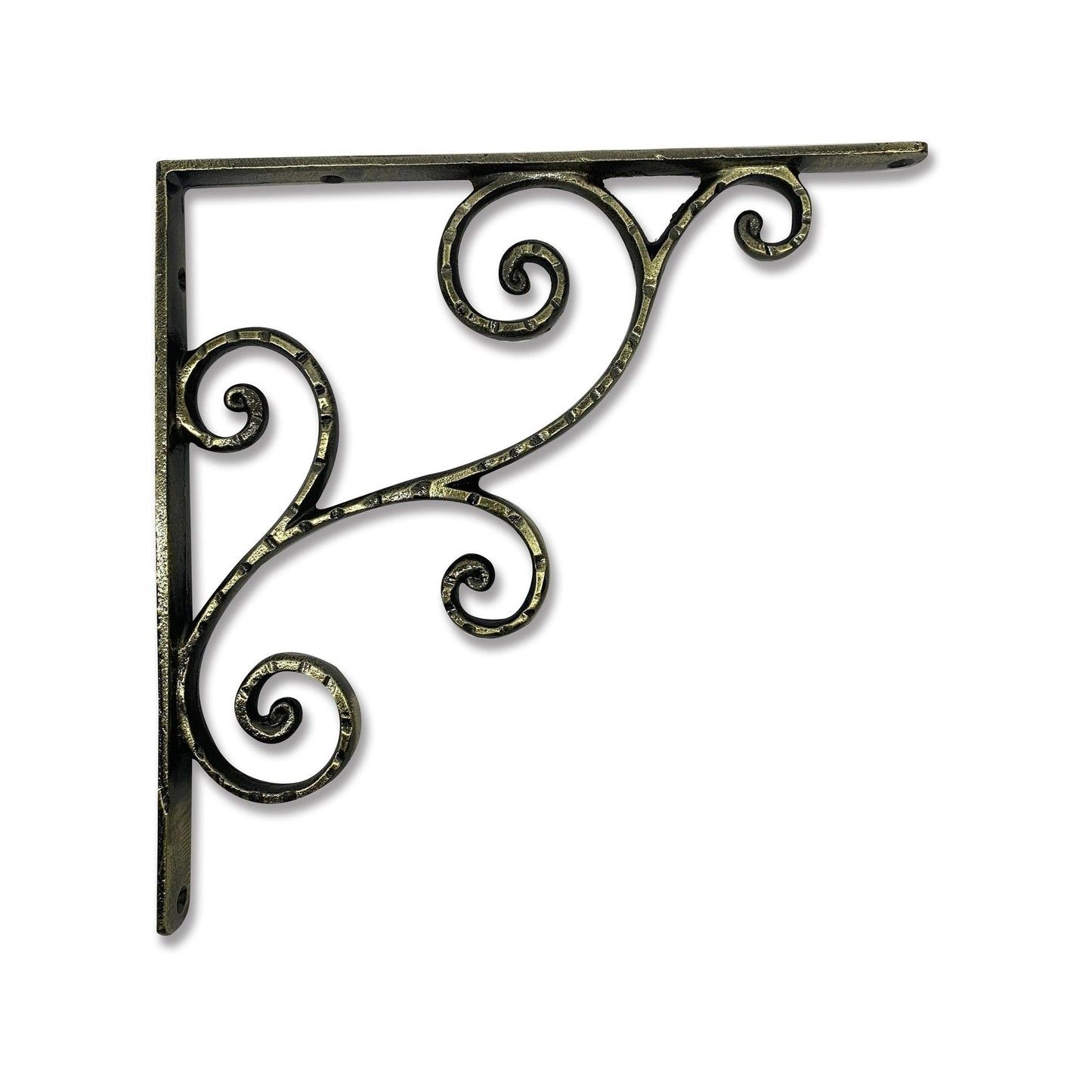 Rustic Shelf Bracket, Medium, Antique Brass