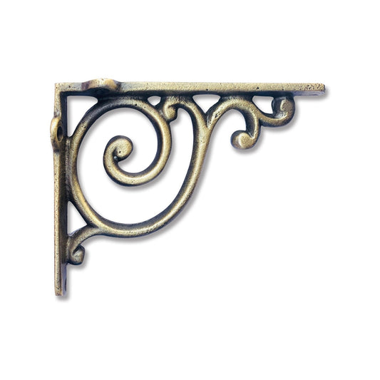 Scroll Bracket, Small, Antique Brass