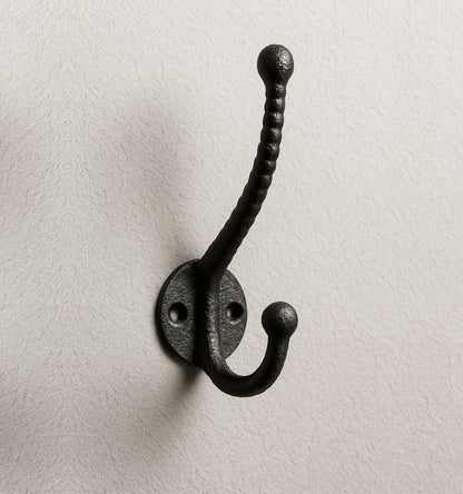 Double Hook Rustic Black