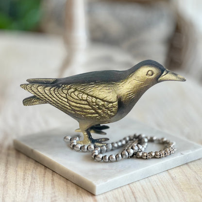 Cast Iron Crow, Head Up, Antique Gold